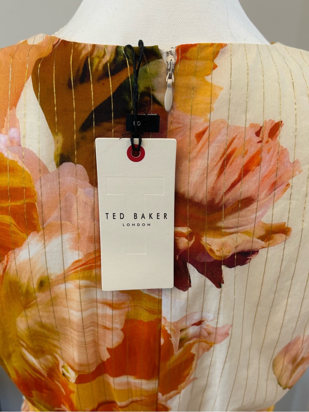 Ted Baker Dress, Maxi Floral Pleated Sleeveless, Size 4, Wedding Resort Vacation - Picture 3 of 9